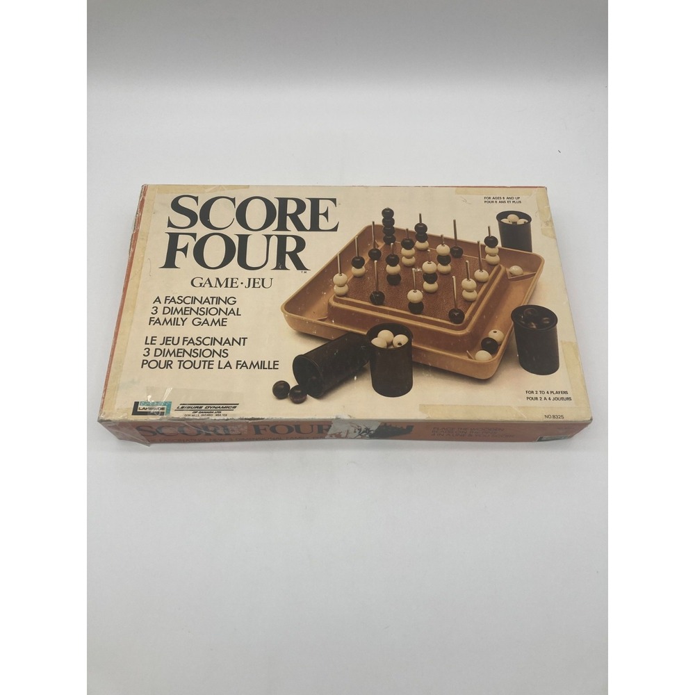 Vintage Score Four Game Lakeside Leisure Dynamics 3D Strategy Wooden Beads 1970s